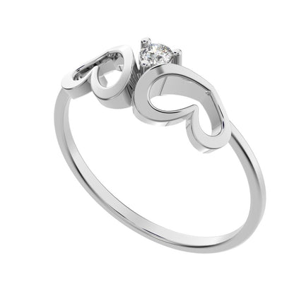 0.04 ct Round Cut Moissanite dainty Minimalist butterfly heart cluster halo floral 14K / 18K Solid White Gold everyday wedding band