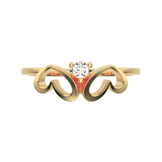 0.04Ct Round Cut Simulated Clear Diamond Minimalist butterfly heart cluster halo floral 14K / 18K Solid Yellow Gold everyday wedding band