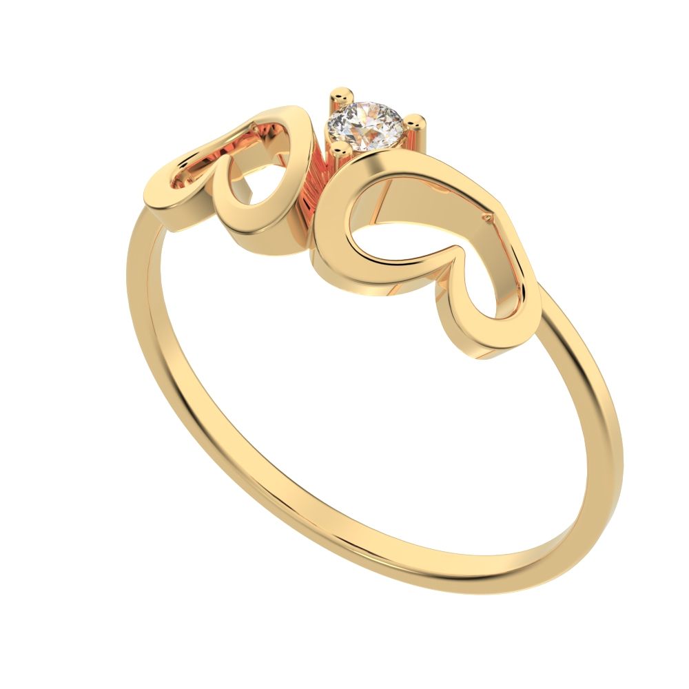 0.04 ct Round Cut Moissanite dainty Minimalist butterfly heart cluster halo floral 14K / 18K Solid Yellow Gold everyday wedding band