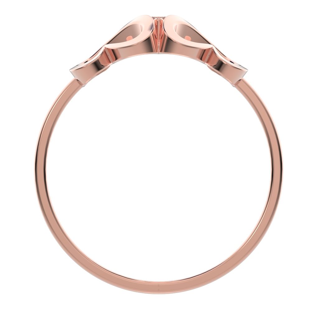 0.04 ct Round Cut Moissanite dainty Minimalist butterfly heart cluster halo floral 14K / 18K Solid Rose Gold everyday wedding band