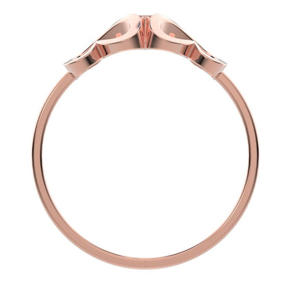 0.04 ct Round Cut Moissanite dainty Minimalist butterfly heart cluster halo floral 14K / 18K Solid Rose Gold everyday wedding band