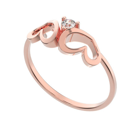 0.04Ct Round Cut Simulated Clear Diamond Minimalist butterfly heart cluster halo floral 14K / 18K Solid Rose Gold everyday wedding band