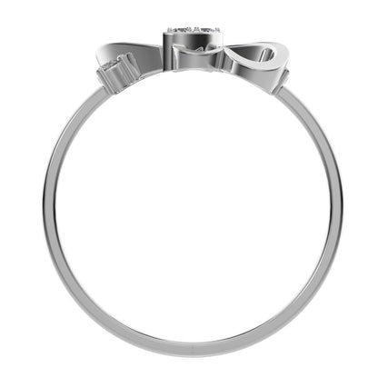 0.07 ct Round Cut Moissanite dainty Minimalist butterfly heart cluster halo floral 14K / 18K Solid White Gold everyday ring
