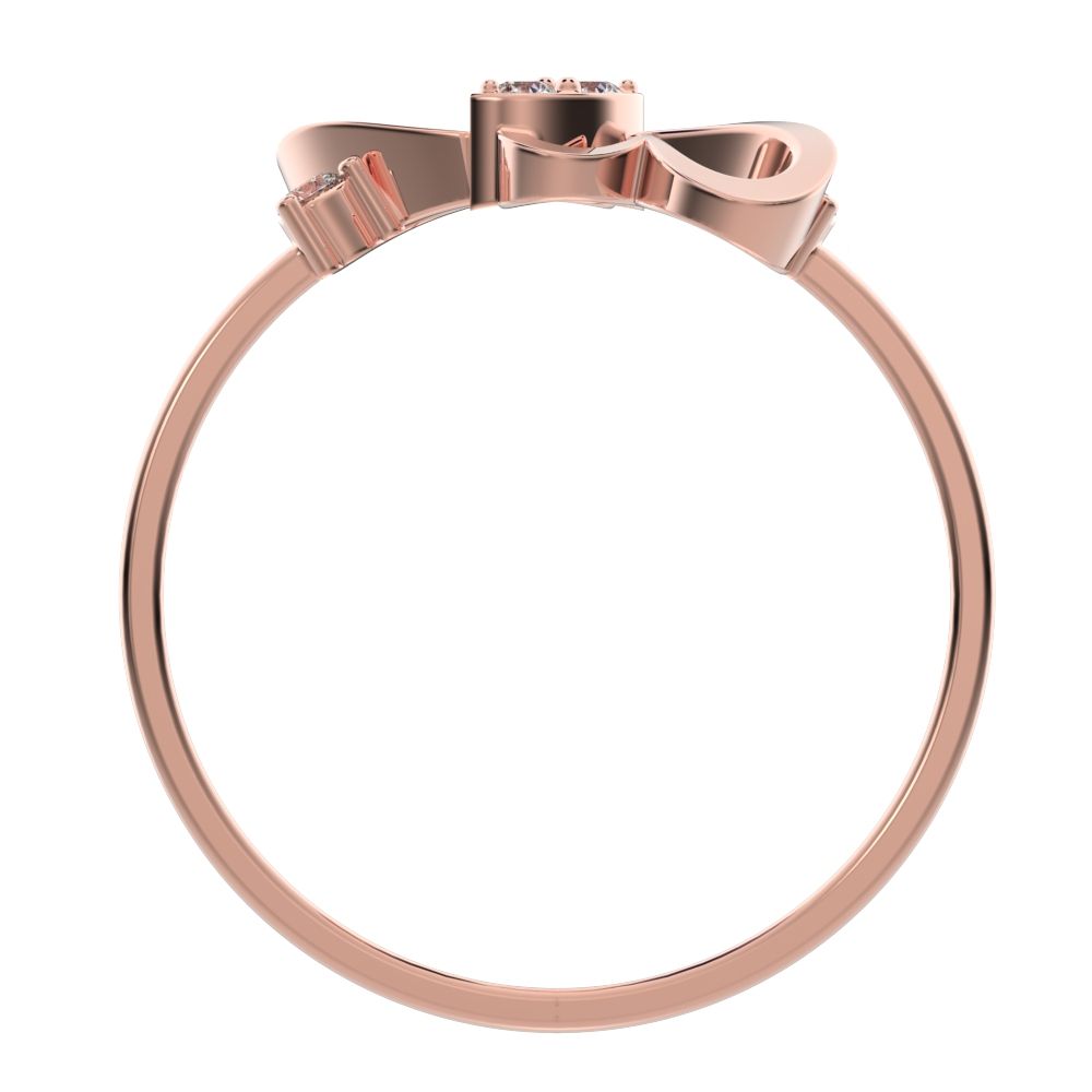 0.07 ct Round Cut Simulated Clear Diamond dainty Minimalist butterfly heart cluster halo floral 14K / 18K Solid Rose Gold everyday ring