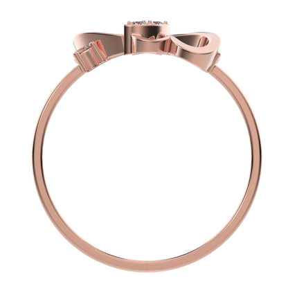 0.07 ct Round Cut Moissanite dainty Minimalist butterfly heart cluster halo floral 14K / 18K Solid Rose Gold everyday ring