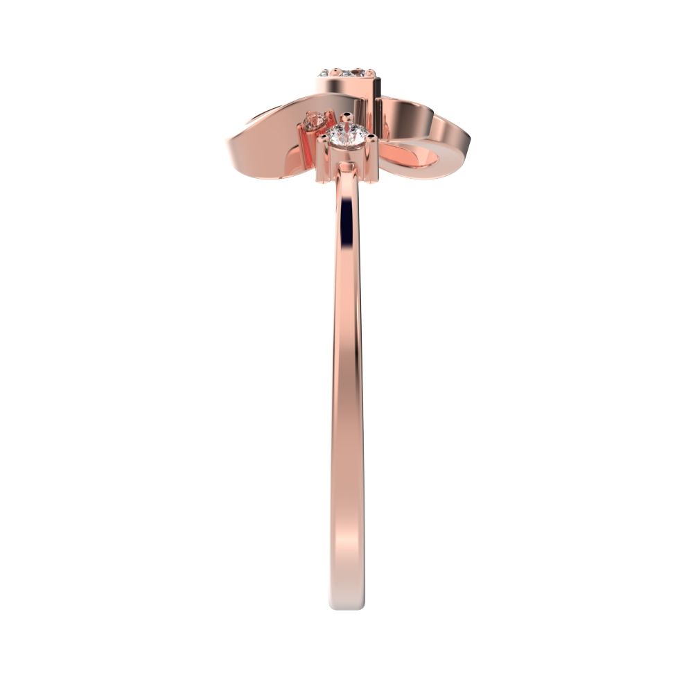 0.07 ct Round Cut Simulated Clear Diamond dainty Minimalist butterfly heart cluster halo floral 14K / 18K Solid Rose Gold everyday ring