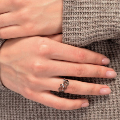 0.07 ct Round Cut Moissanite dainty Minimalist butterfly heart cluster halo floral 14K / 18K Solid Rose Gold everyday ring