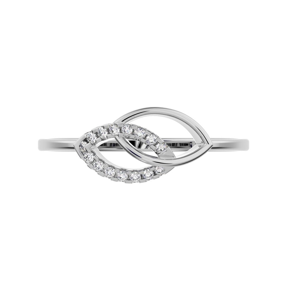 0.0725 ct Round Cut Moissanite dainty Minimalist butterfly eye cluster infinity floral 14K / 18K Solid White Gold everyday ring