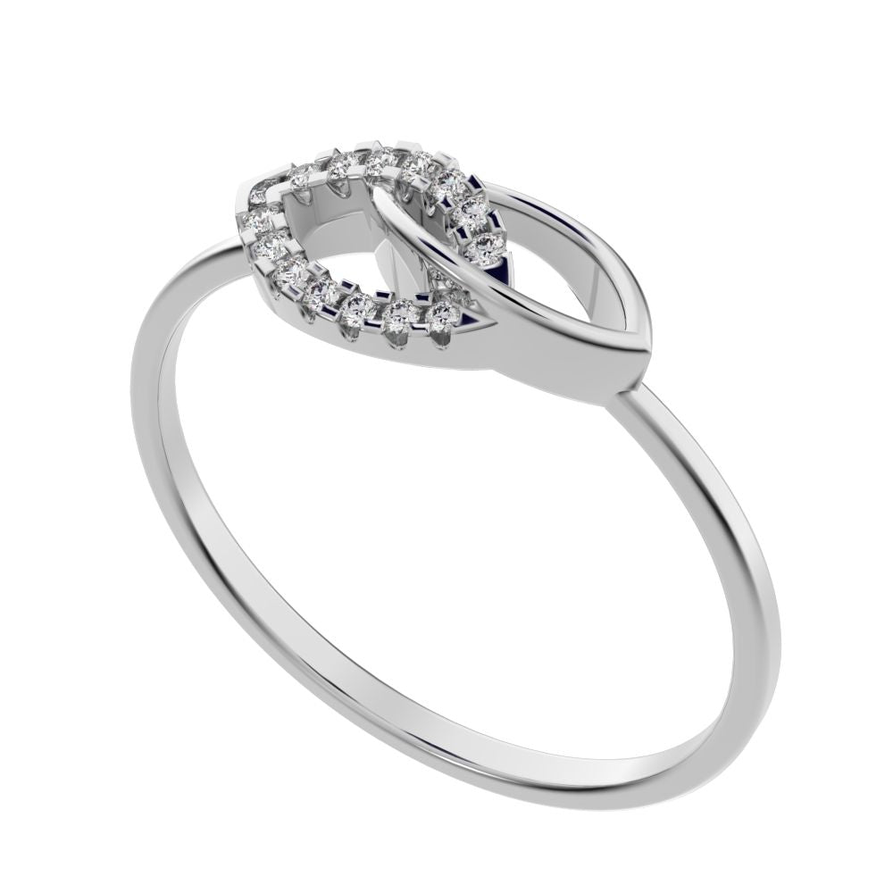 0.0725 ct Round Cut Simulated Clear Diamond dainty Minimalist butterfly eye infinity floral 14K / 18K Solid White Gold everyday ring