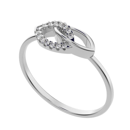 0.0725 ct Round Cut Moissanite dainty Minimalist butterfly eye cluster infinity floral 14K / 18K Solid White Gold everyday ring