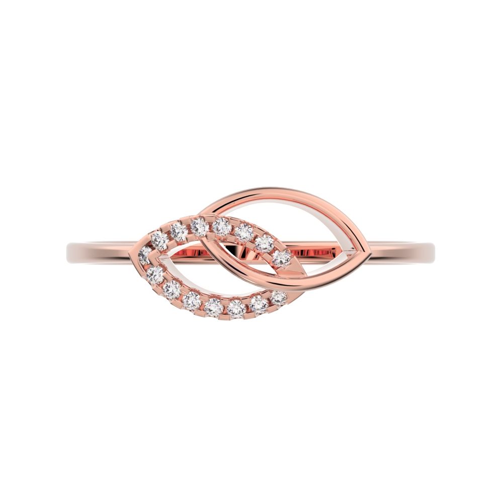 0.0725 ct Round Cut Simulated Clear Diamond dainty Minimalist butterfly eye cluster infinity floral 14K / 18K Solid Rose Gold everyday ring