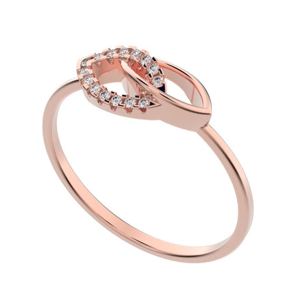 0.0725 ct Round Cut Simulated Clear Diamond dainty Minimalist butterfly eye cluster infinity floral 14K / 18K Solid Rose Gold everyday ring