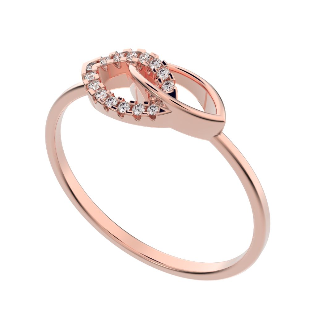 0.0725 ct Round Cut Moissanite dainty Minimalist butterfly eye cluster infinity floral 14K / 18K Solid Rose Gold everyday ring