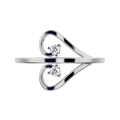 0.05 ct Round Cut Simulated Clear Diamond dainty Minimalist butterfly eye 2 stone floral 14K / 18K Solid White Gold everyday ring