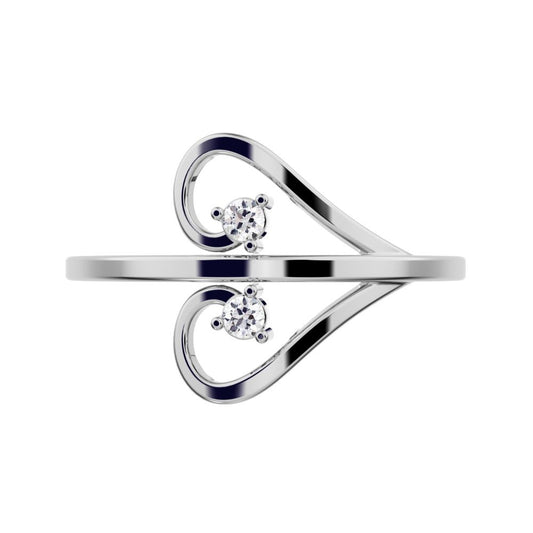 0.05 ct Round Cut Simulated Clear Diamond dainty Minimalist butterfly eye 2 stone floral 14K / 18K Solid White Gold everyday ring