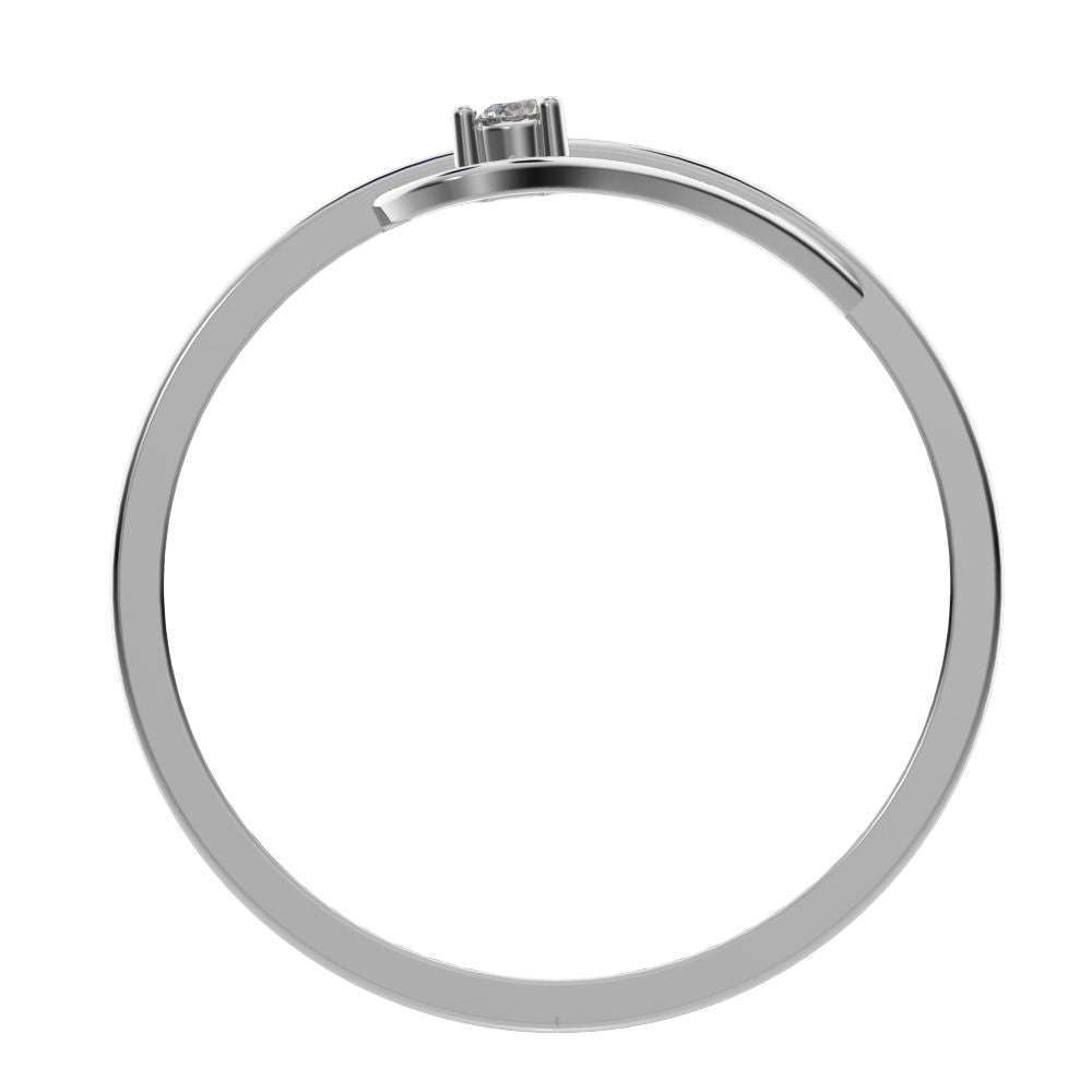 0.05 ct Round Cut Simulated Clear Diamond dainty Minimalist butterfly eye 2 stone floral 14K / 18K Solid White Gold everyday ring
