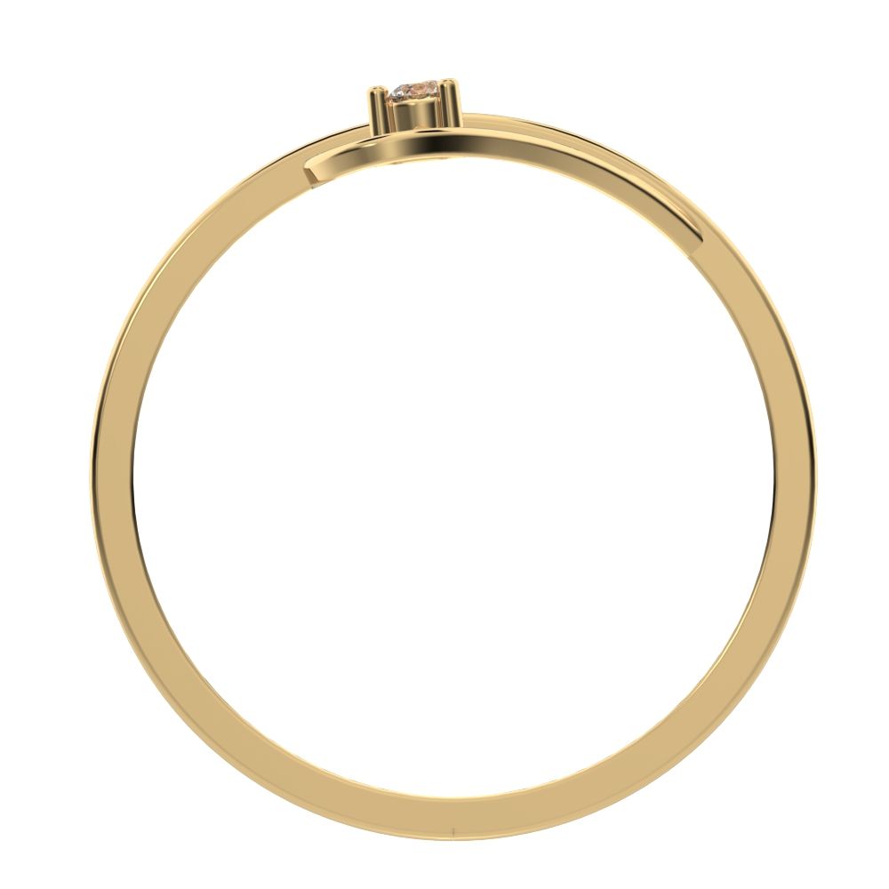 0.05 ct Round Cut Simulated Clear Diamond dainty Minimalist butterfly eye 2 stone floral 14K / 18K Solid Yellow Gold everyday ring