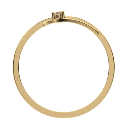 0.05 ct Round Cut Simulated Clear Diamond dainty Minimalist butterfly eye 2 stone floral 14K / 18K Solid Yellow Gold everyday ring