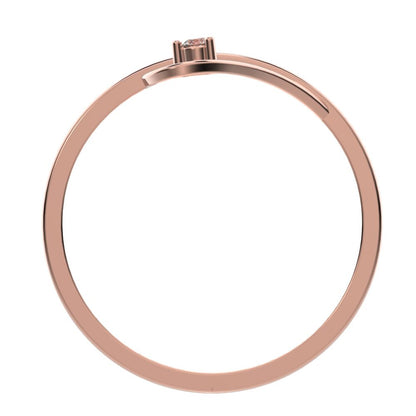 0.05 ct Round Cut Simulated Clear Diamond dainty Minimalist butterfly eye 2 stone floral 14K / 18K Solid Rose Gold everyday ring