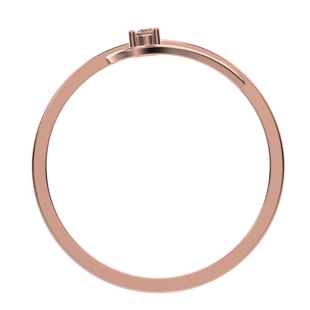 0.05 ct Round Cut Moissanite dainty Minimalist butterfly eye 2 stone floral 14K / 18K Solid Rose Gold everyday ring