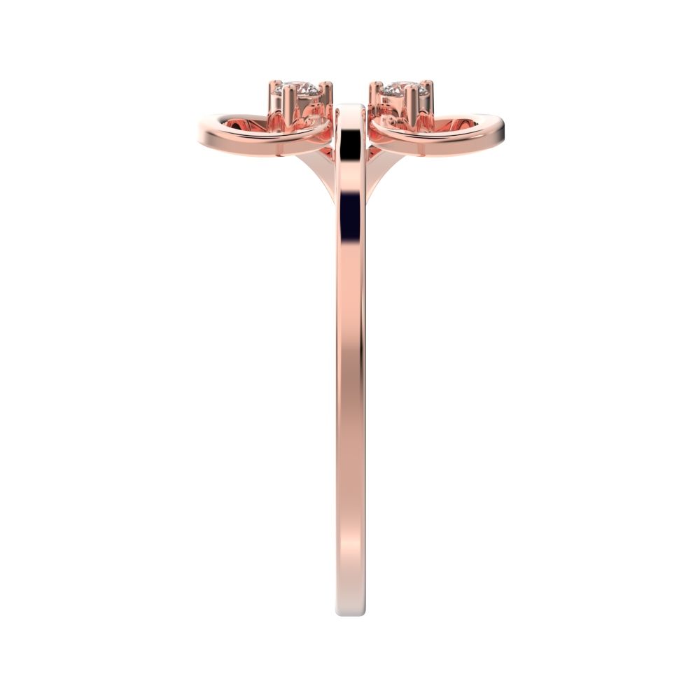 0.05 ct Round Cut Moissanite dainty Minimalist butterfly eye 2 stone floral 14K / 18K Solid Rose Gold everyday ring