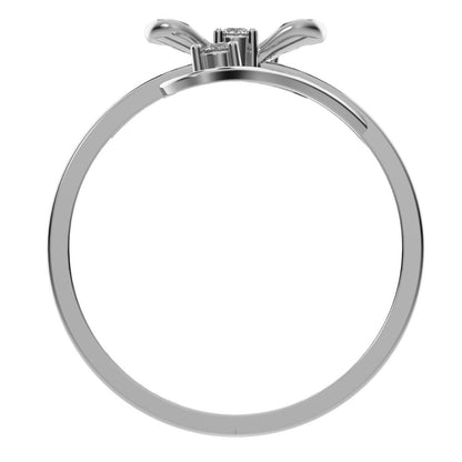0.09 ct Round Cut Simulated Clear Diamond dainty Minimalist butterfly infinity eye heart 14K / 18K Solid White Gold everyday ring