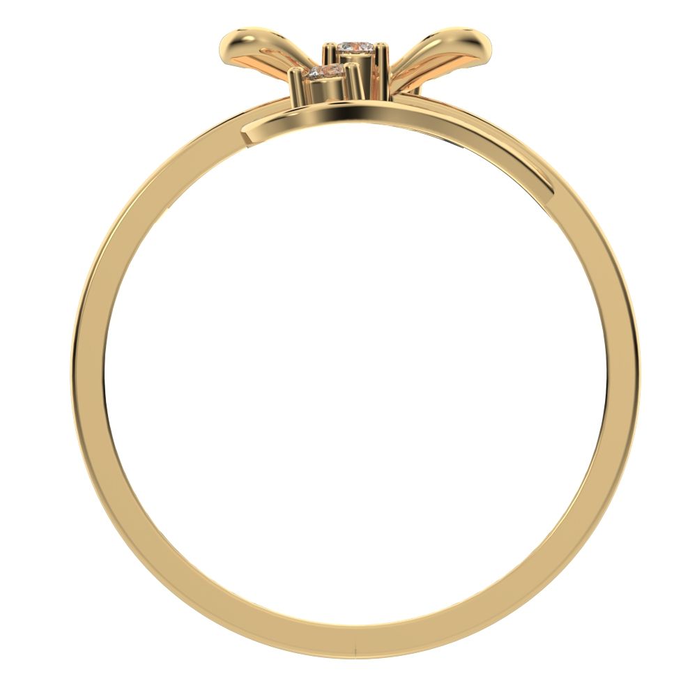 0.09 ct Round Cut Simulated Clear Diamond dainty Minimalist butterfly infinity eye heart 14K / 18K Solid Yellow Gold everyday ring
