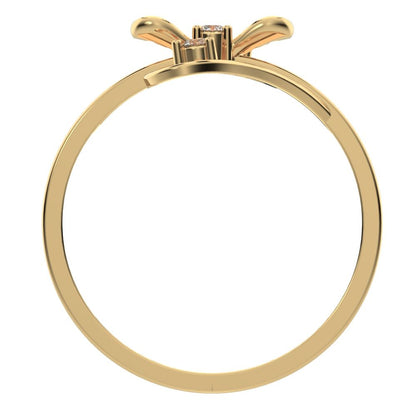 0.09 ct Round Cut Moissanite dainty Minimalist butterfly infinity eye heart 14K / 18K Solid Yellow Gold everyday ring