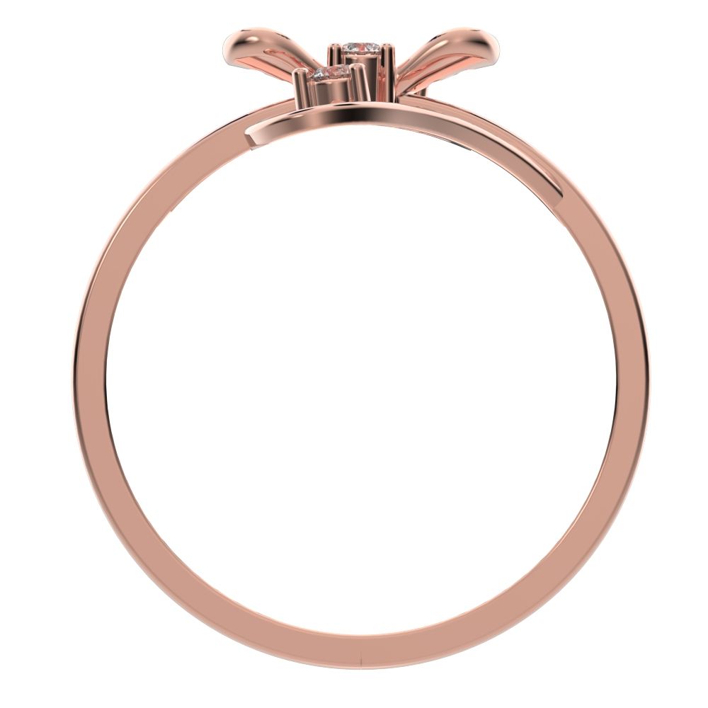 0.09 ct Round Cut Simulated Clear Diamond dainty Minimalist butterfly infinity eye heart 14K / 18K Solid Rose Gold everyday ring