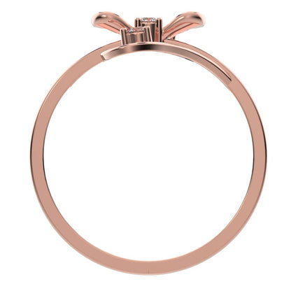 0.09 ct Round Cut Simulated Clear Diamond dainty Minimalist butterfly infinity eye heart 14K / 18K Solid Rose Gold everyday ring