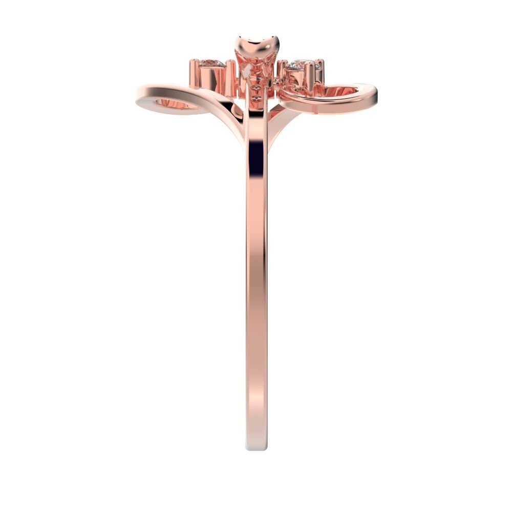 0.09 ct Round Cut Simulated Clear Diamond dainty Minimalist butterfly infinity eye heart 14K / 18K Solid Rose Gold everyday ring
