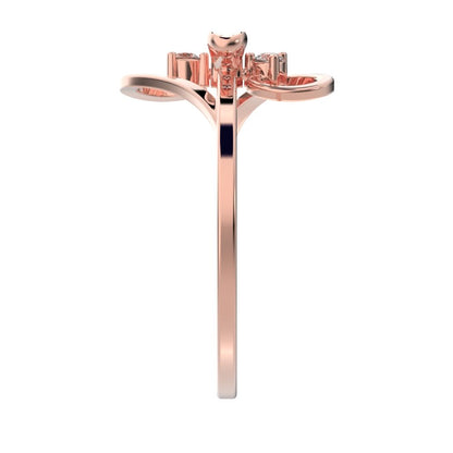 0.09 ct Round Cut Simulated Clear Diamond dainty Minimalist butterfly infinity eye heart 14K / 18K Solid Rose Gold everyday ring