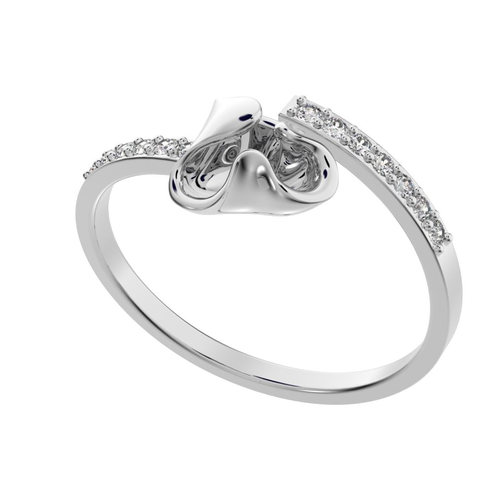 0.13 ct Round Cut Simulated Clear Diamond dainty Minimalist floral adjustable light stackable 14K / 18K Solid White Gold everyday ring