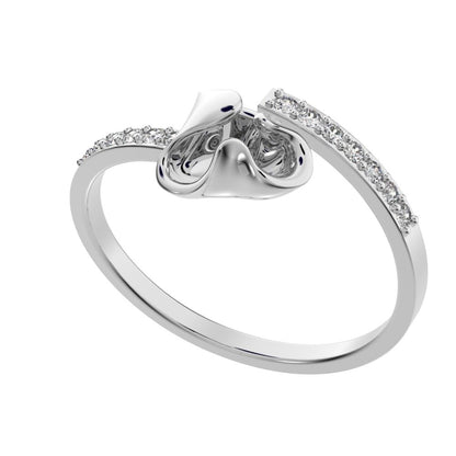 0.13 ct Round Cut Moissanite dainty Minimalist floral adjustable light stackable 14K / 18K Solid White Gold everyday ring