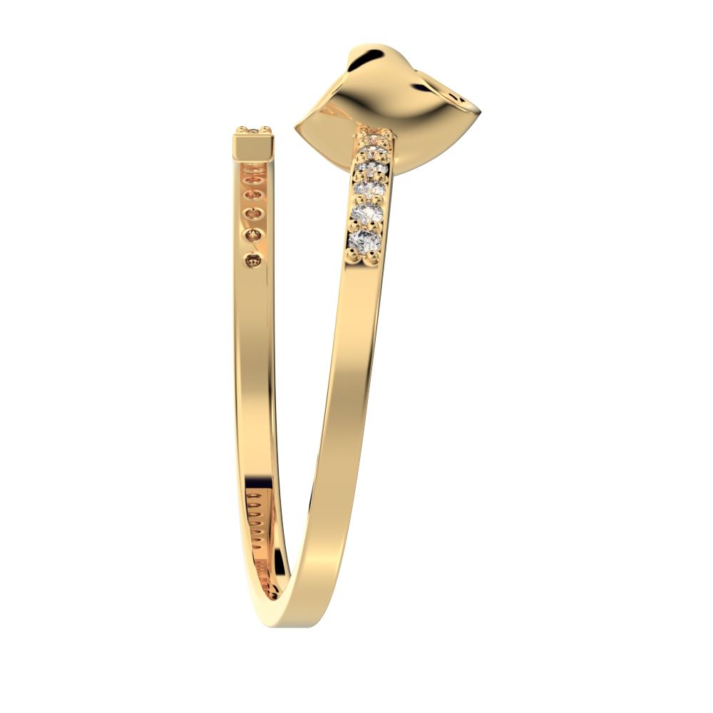 0.13 ct Round Cut Simulated Clear Diamond dainty Minimalist floral adjustable light stackable 14K / 18K Solid Yellow Gold everyday ring