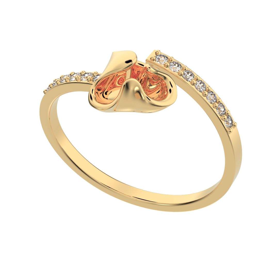 0.13 ct Round Cut Moissanite dainty Minimalist floral adjustable light stackable 14K / 18K Solid Yellow Gold everyday ring