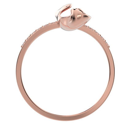 0.13 ct Round Cut Simulated Clear Diamond dainty Minimalist floral adjustable light stackable 14K / 18K Solid Rose Gold everyday ring