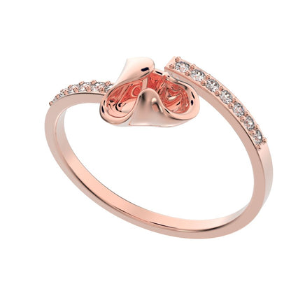 0.13 ct Round Cut Simulated Clear Diamond dainty Minimalist floral adjustable light stackable 14K / 18K Solid Rose Gold everyday ring