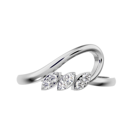 0.09 ct Round Cut Simulated Clear Diamond dainty Minimalist heart Stackable loop arc spiral 14K / 18K Solid White Gold everyday ring