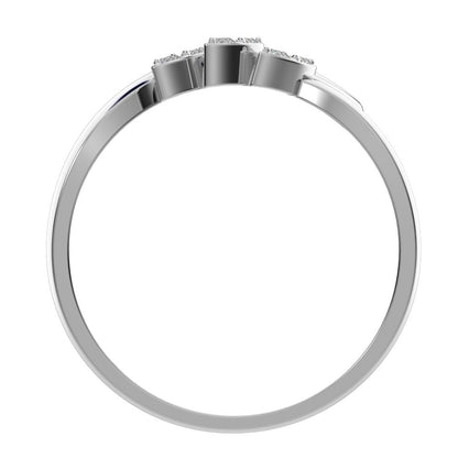 0.09 ct Round Cut Simulated Clear Diamond dainty Minimalist heart Stackable loop arc spiral 14K / 18K Solid White Gold everyday ring