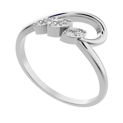 0.09 ct Round Cut Simulated Clear Diamond dainty Minimalist heart Stackable loop arc spiral 14K / 18K Solid White Gold everyday ring