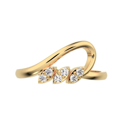 0.09 ct Round Cut Moissanite dainty Minimalist heart Stackable loop arc spiral 14K / 18K Solid Yellow Gold everyday ring