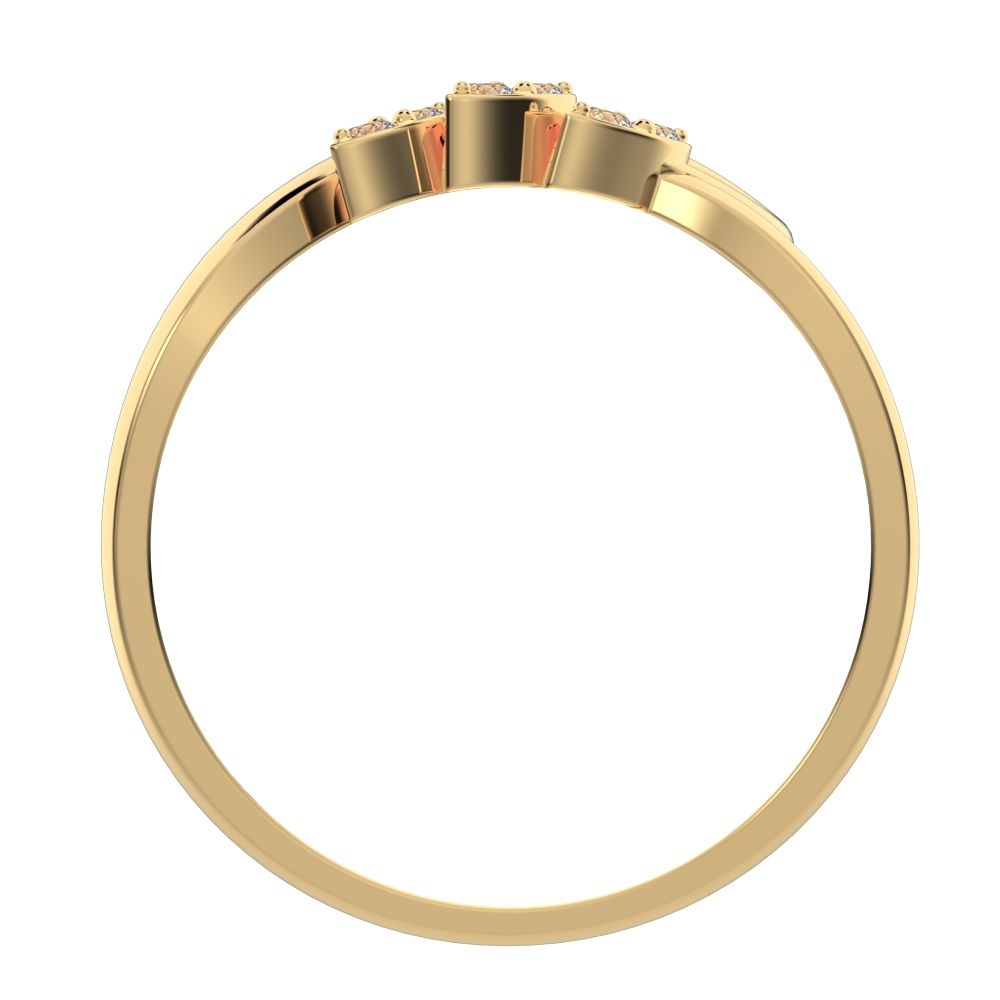 0.09 ct Round Cut Simulated Clear Diamond dainty Minimalist heart Stackable loop arc spiral 14K / 18K Solid Yellow Gold everyday ring