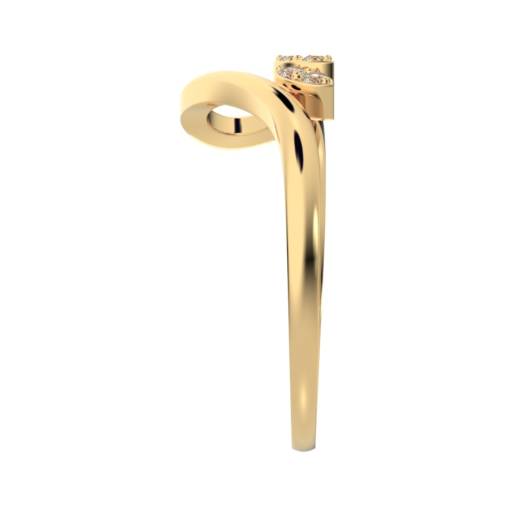 0.09 ct Round Cut Simulated Clear Diamond dainty Minimalist heart Stackable loop arc spiral 14K / 18K Solid Yellow Gold everyday ring