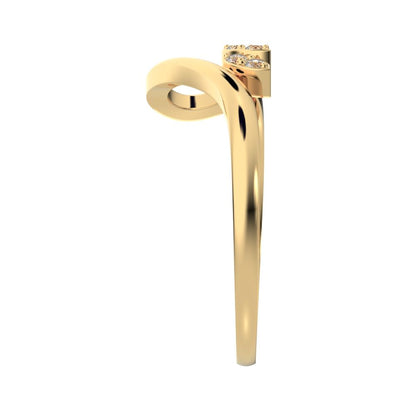 0.09 ct Round Cut Moissanite dainty Minimalist heart Stackable loop arc spiral 14K / 18K Solid Yellow Gold everyday ring