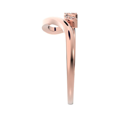 0.09 ct Round Cut Moissanite dainty Minimalist heart Stackable loop arc spiral 14K / 18K Solid Rose Gold everyday ring