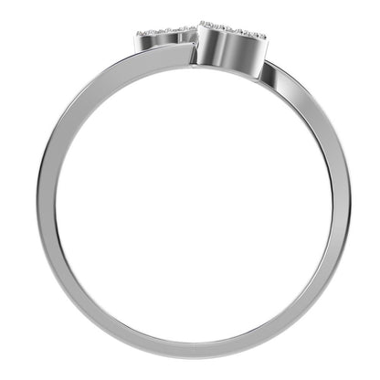 0.1175 ct Round Cut Moissanite dainty Minimalist light Heart Asymmetrical Interlocking 14K / 18K Solid White Gold everyday ring
