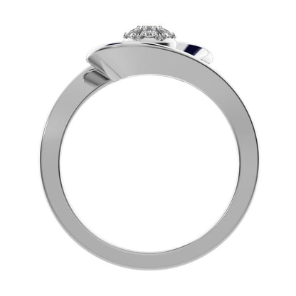 0.105 ct Round Cut Simulated Clear Diamond dainty Minimalist floral halo cluster cocktail swirl 14K / 18K Solid White Gold everyday ring