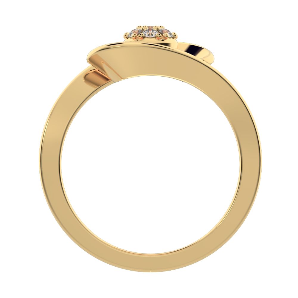 0.105 ct Round Cut Simulated Clear Diamond dainty Minimalist floral halo cluster cocktail swirl 14K / 18K Solid Yellow Gold everyday ring
