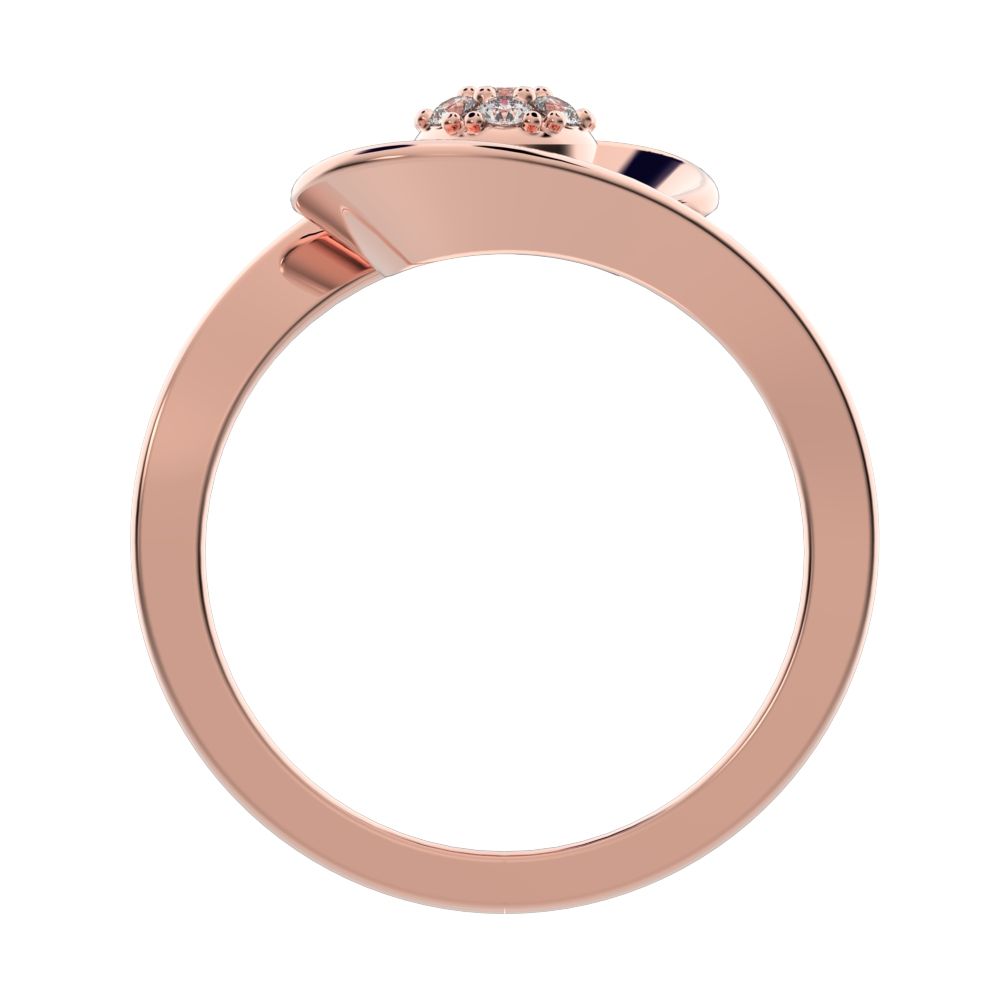 0.105 ct Round Cut Simulated Clear Diamond dainty Minimalist floral halo cluster cocktail swirl 14K / 18K Solid Rose Gold everyday ring